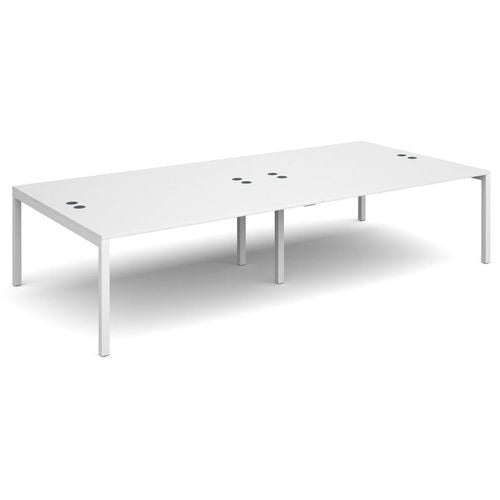 Dams International Rectangular Double Back to Back Desk with White Melamine Top and White Frame 4 Legs Connex 3200 x 1600 x 725mm