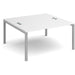 Dams International Rectangular Starter Unit Back to Back Desk with White Melamine Top and Silver Frame 4 Legs Connex 1400 x 1600 x 725mm