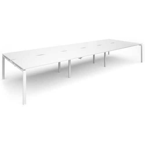 Dams International Rectangular Triple Back to Back Desk with White Melamine Top and White Frame 4 Legs Adapt II 4800 x 1600 x 725 mm