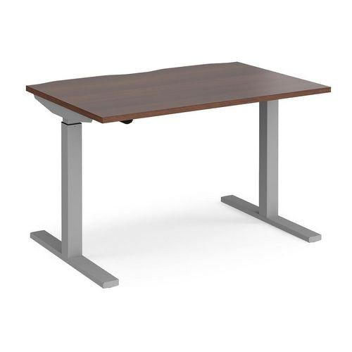 Elev8² Sit Stand Single Desk with Walnut Melamine Top and Silver Frame 2 Legs Mono 1200 x 800 x 675 - 1175 mm