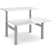 Elev8² Rectangular Sit Stand Back to Back Desk with White Melamine Top and Silver Frame 4 Legs Touch 1400 x 1650 x 675 - 1300 mm