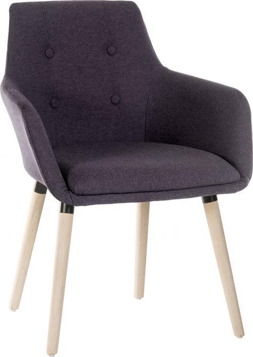 Contemporary 4 Legged Upholstered Reception Chair Graphite (Pack 2) - 6929GRA