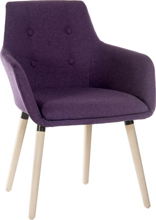 Contemporary 4 Legged Upholstered Reception Chair Plum (Pack 2) - 6929PLUM