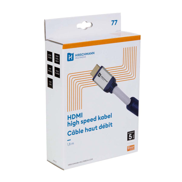 Hirschmann High Speed HDMI Cable with Ethernet HDMI Connector - HDMI Connector 1.80 m Silver