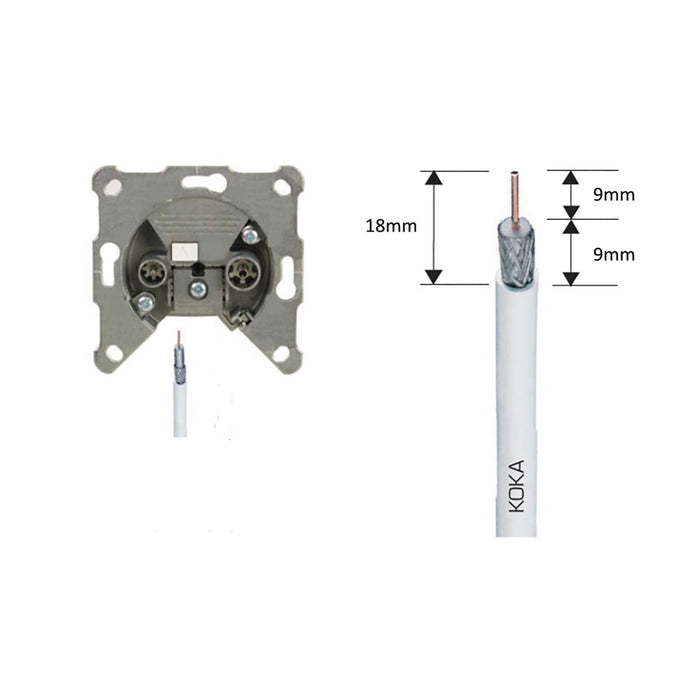 Hirschmann CATV Wall Socket 30 dB 2 Outputs Metal