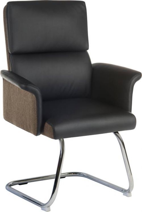 Elegance Gull Wing Medium Back Cantilever Leather Look Visitor Chair Black - 6959BLK