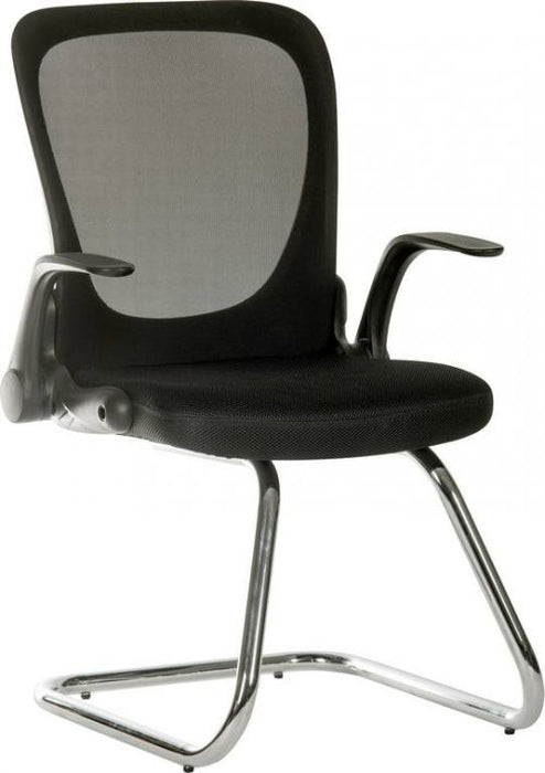 Flip Mesh Back Cantilever Visitor Chair with Flip Up Armrests Black - 6963BLK