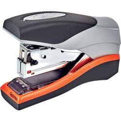 Rexel Optima 40 Compact Flat Clinch Stapler 2103357 Half Strip Silver, Orange 40 Sheets Optima 26/6 Metal, Plastic