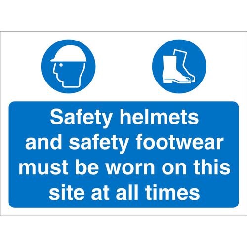 Site Sign Helmets & Shoes Fluted Board 30 x 40 cm