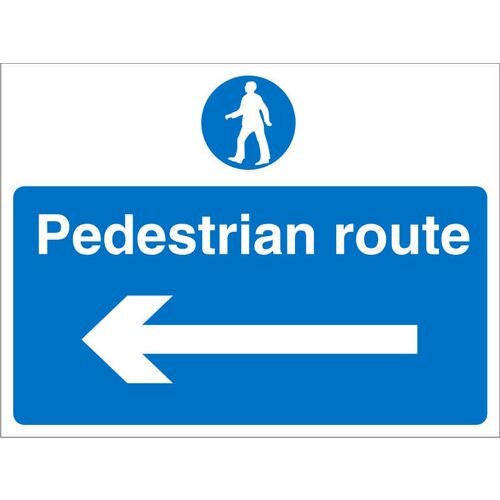 Site Sign Pedestrian Route with Left Arrow Fluted Board 30 x 40 cm