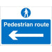 Site Sign Pedestrian Route with Left Arrow Fluted Board 30 x 40 cm