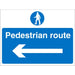 Site Sign Pedestrian Route with Left Arrow Fluted Board 45 x 60 cm