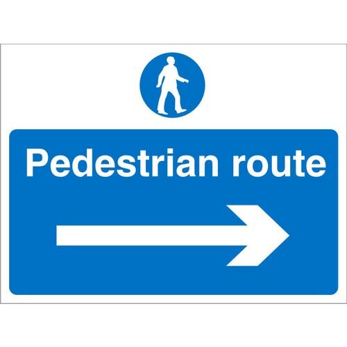 Site Sign Pedestrian Route with Right Arrow Fluted Board 45 x 60 cm