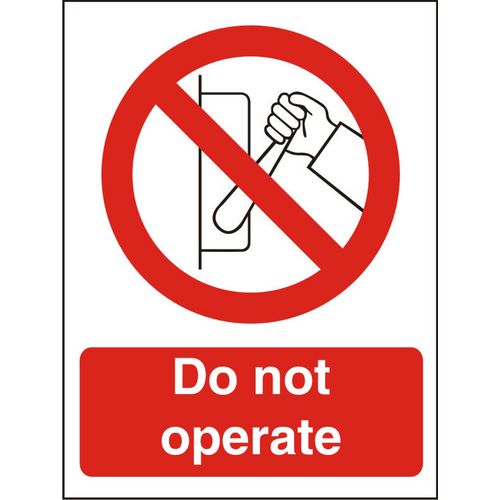 Prohibition Sign Do Not Operate Vinyl 20 x 15 cm