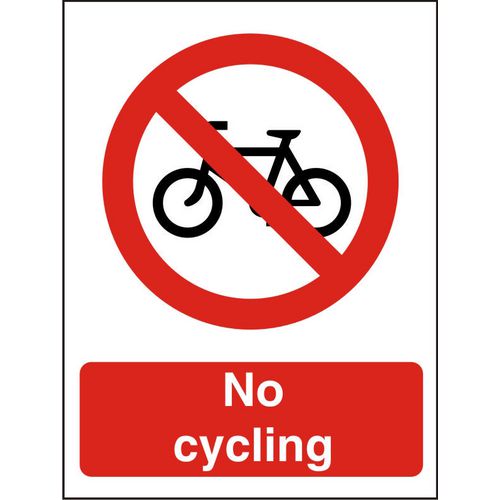 Prohibition Sign No Cycling Plastic 30 x 20 cm