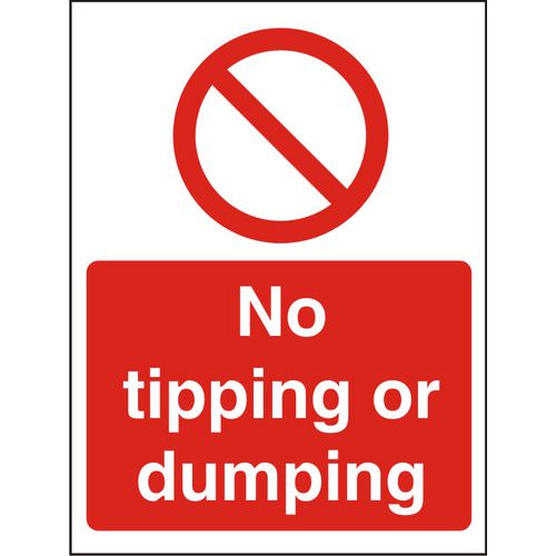 Prohibition Sign No Tipping Or Dumping Plastic 40 x 30 cm