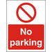 Prohibition Sign No Parking Plastic 20 x 15 cm