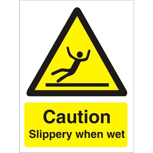 Warning Sign Slippery When Wet Vinyl 20 x 15 cm