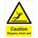 Warning Sign Slippery When Wet Plastic 20 x 15 cm