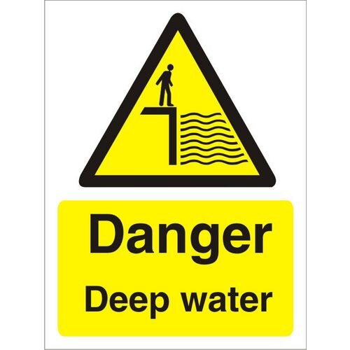 Warning Sign Deep Water Vinyl 20 x 15 cm