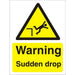 Warning Sign Sudden Drop Vinyl 20 x 15 cm