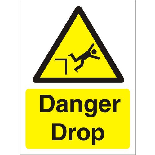 Warning Sign Danger Drop Plastic 30 x 20 cm