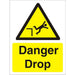 Warning Sign Danger Drop Plastic 30 x 20 cm