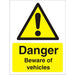 Warning Sign Beware Of Vehicles Vinyl 40 x 30 cm