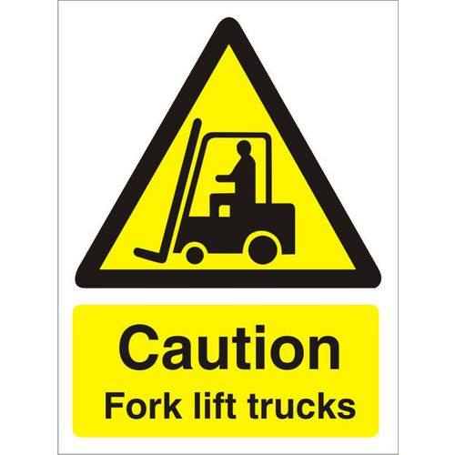 Warning Sign Fork Lift Trucks Plastic 20 x 15 cm