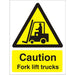 Warning Sign Fork Lift Trucks Plastic 20 x 15 cm