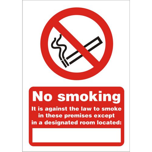 Prohibition Sign Against the Law to Smoke on these Premises Vinyl 21 x 29.7 cm