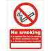 Prohibition Sign Against the Law to Smoke on these Premises Vinyl 21 x 29.7 cm