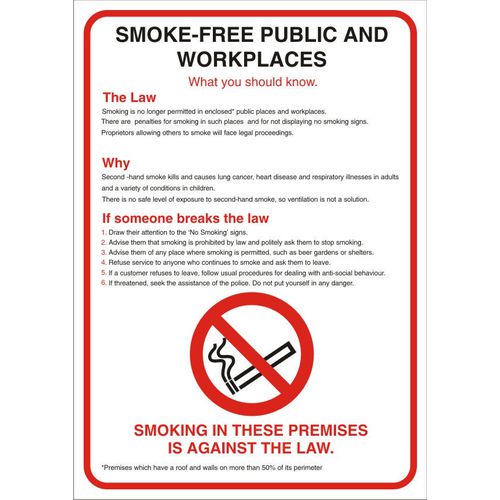 Prohibition Sign No Smoking Vinyl 42 x 59.4 cm