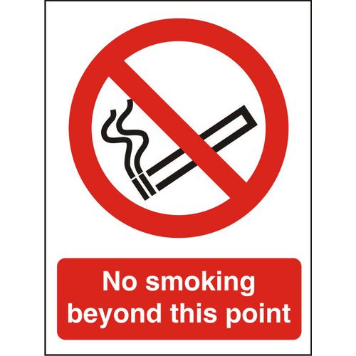 Prohibition Sign No Smoking Beyond this Point A4 Plastic 14.8 x 21 cm