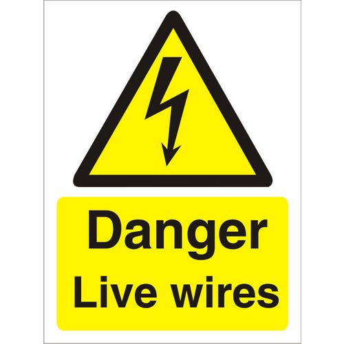 Warning Sign Live Wires Plastic 30 x 20 cm