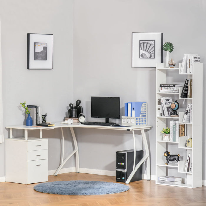 HOMCOM L Shaped Desk White 1,435 x 760 mm