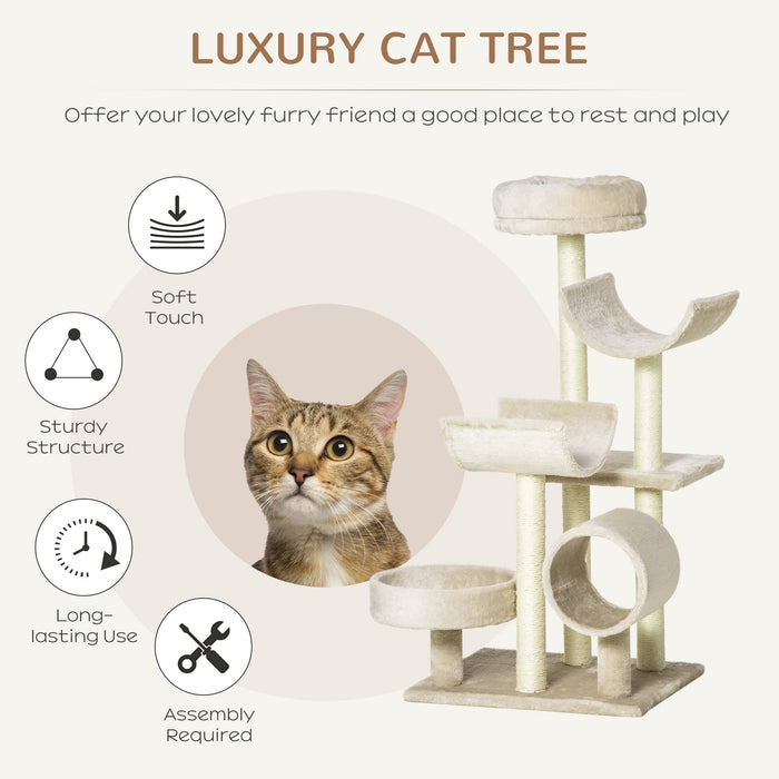 PawHut Cat Tree Beige 400 mm x 500 mm x 1050 mm