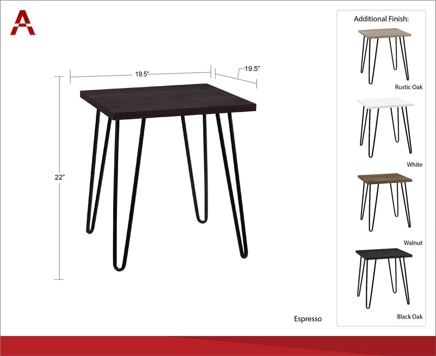 Alphason Rectangular End Table with Expresso MDF Top and Dark Russet Cherry Frame 5012303COM 495 x 495 x 559mm