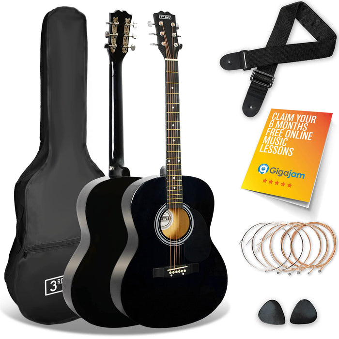 3rd Avenue Acoustic Guitar Black Set