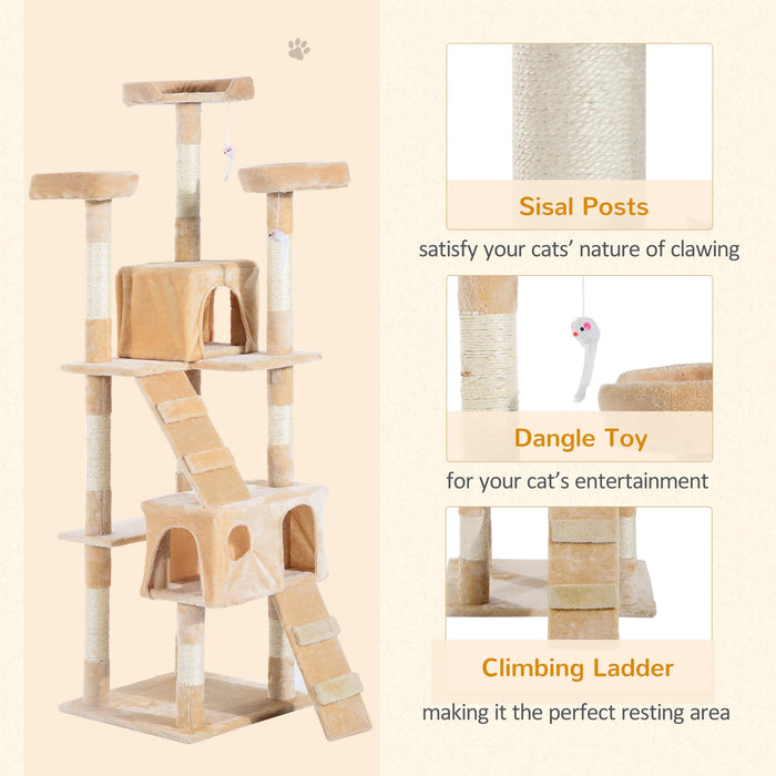 PawHut Cat Tree Cream 500 mm x 500 mm x 1700 mm