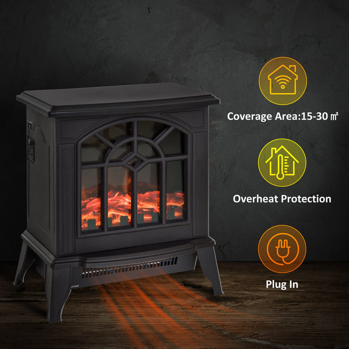 Homcom Electric Fireplace Heater with LED Flame Effect