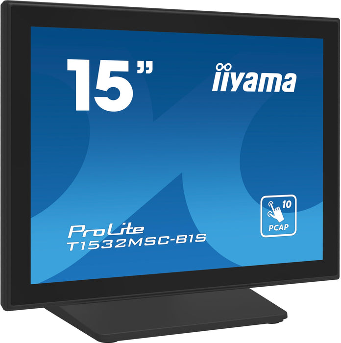 iiyama ProLite T1532MSC-B1S - LCD monitor - 15" - touchscreen - 1024 x 768 - TN - 350 cd/m² - 800:1 - 8 ms - HDMI, VGA, DisplayPort - speakers - black, matte