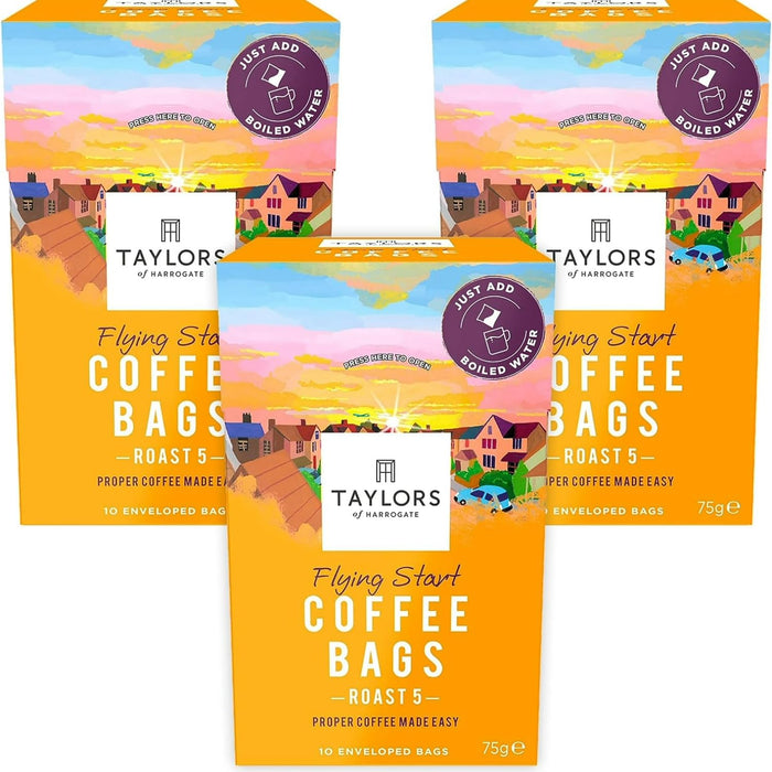 Taylors of Harrogate Caffeinated Coffee Ground Dark choclate, Hazelnut Pack of 10