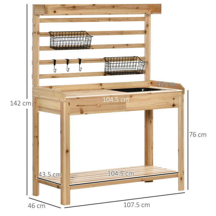 OutSunny Potting Bench Table Brown 460 x 1,420 mm