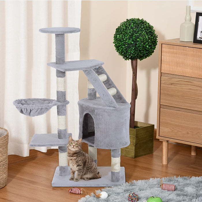 PawHut Cat Tree Grey 400 mm x 550 mm x 1250 mm