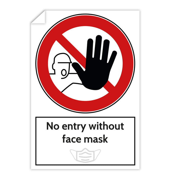 Trodat Health and Safety Sticker No entry without face mask PVC 20 x 30 cm Pack of 3