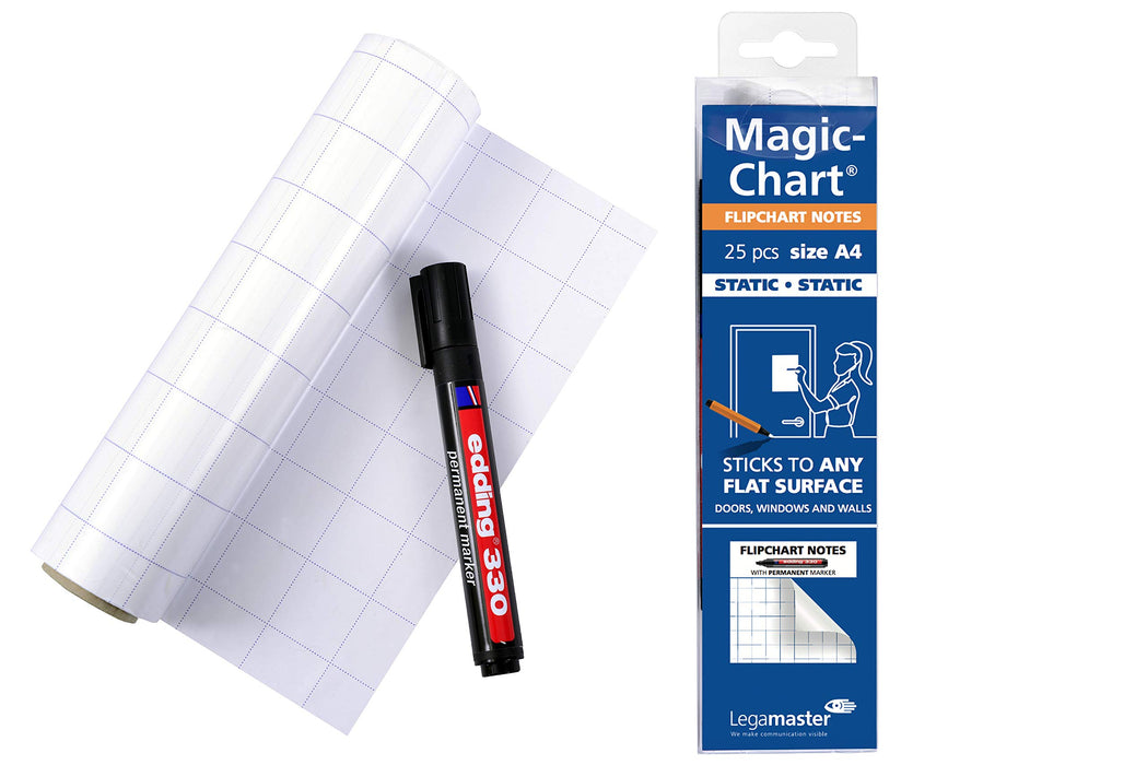 Legamaster Magic-Chart flipchart Notes 7-159000-A4 29,7 x 21 cm Squared White Roll of 25 sheets