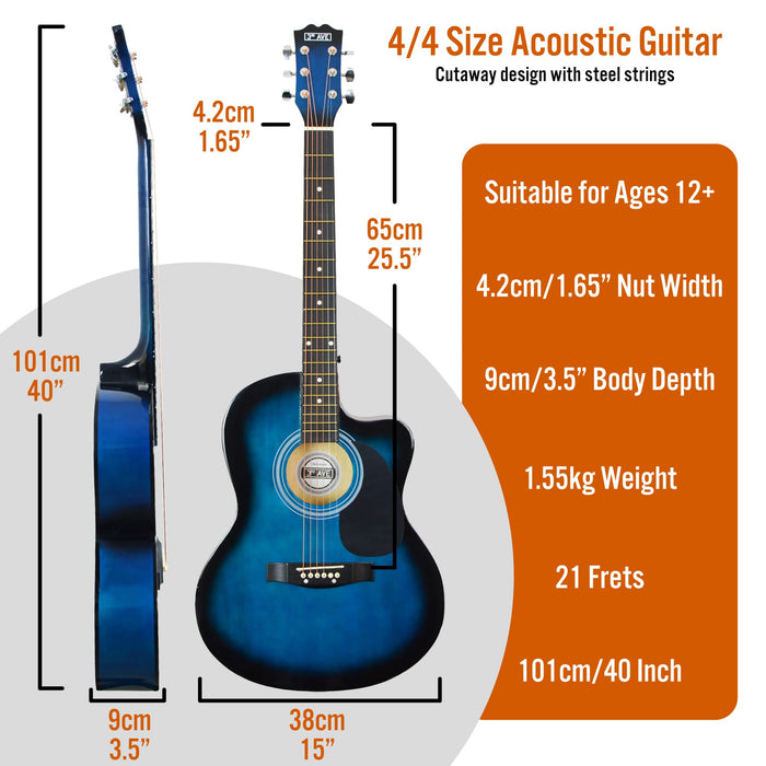 3rd Avenue Acoustic Guitar Cutaway Blueburst Set