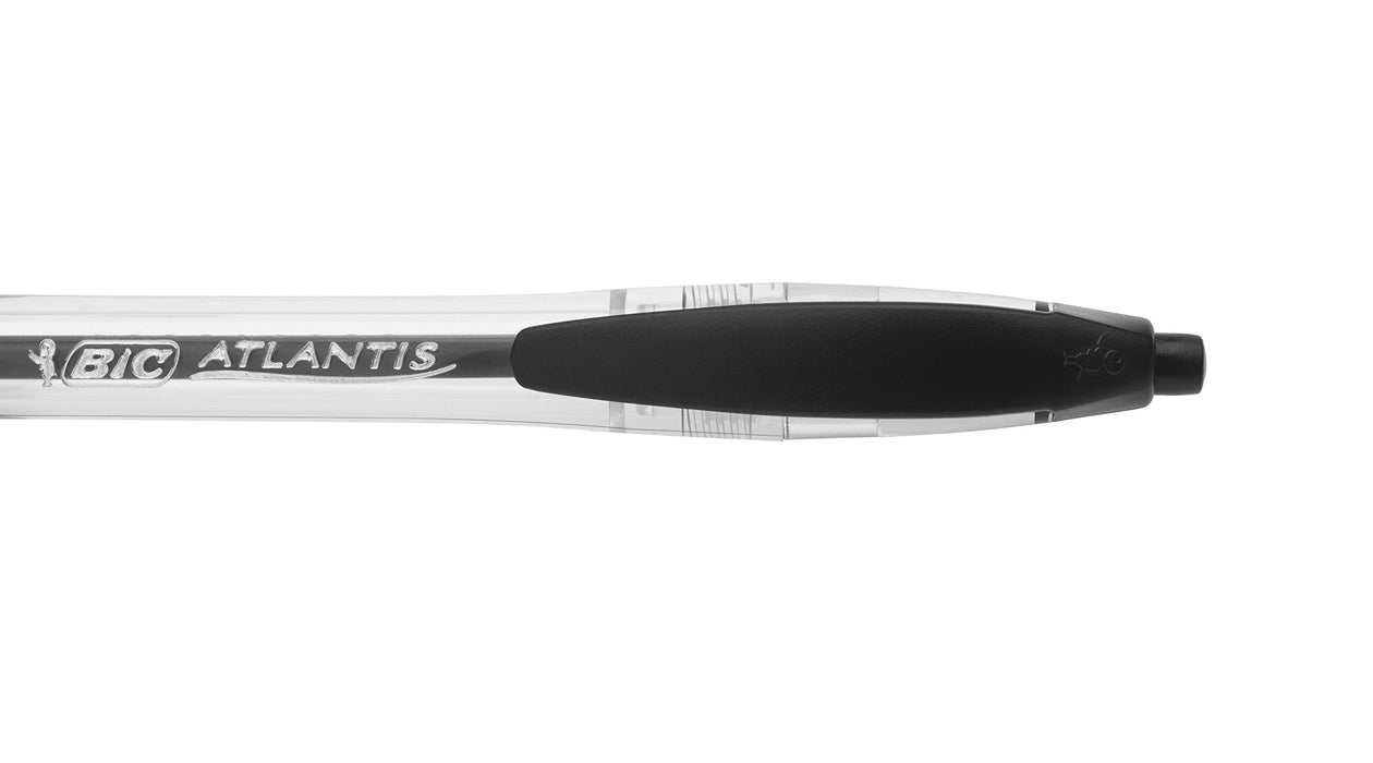 BIC Atlantis Classic Retractable Ballpoint Pen Grip Medium 0.4 mm Black Pack of 36