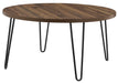 DOREL HOME Owen Retro Non Height Adjustable Table 3615222COMUK Walnut PB; Paper Wrap; Powder Coating; Metal Black 900.00 (W) x 900.00 (D) x 453.00 (H) x 453 - 453 (H) mm